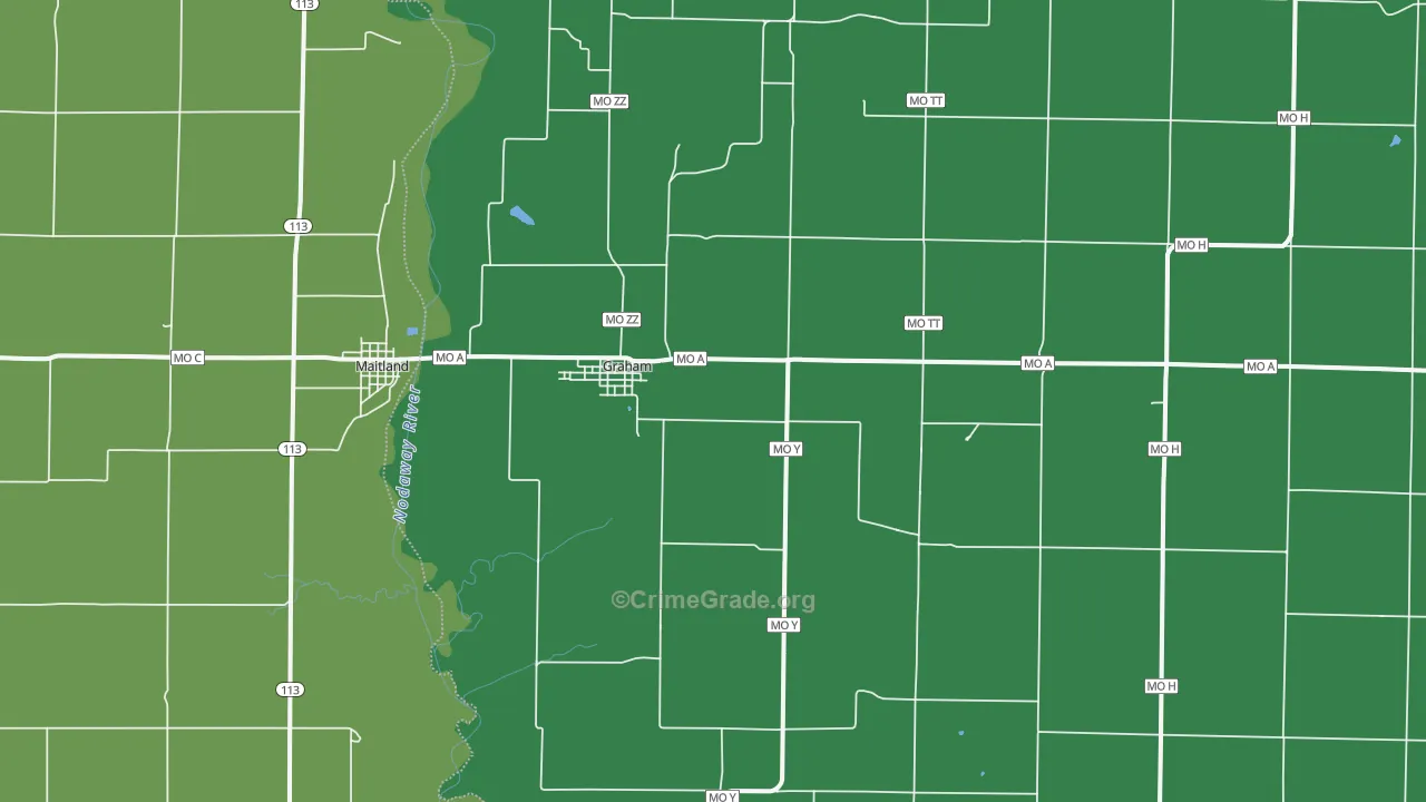 Graham, MO Map of Vehicle Theft Rates