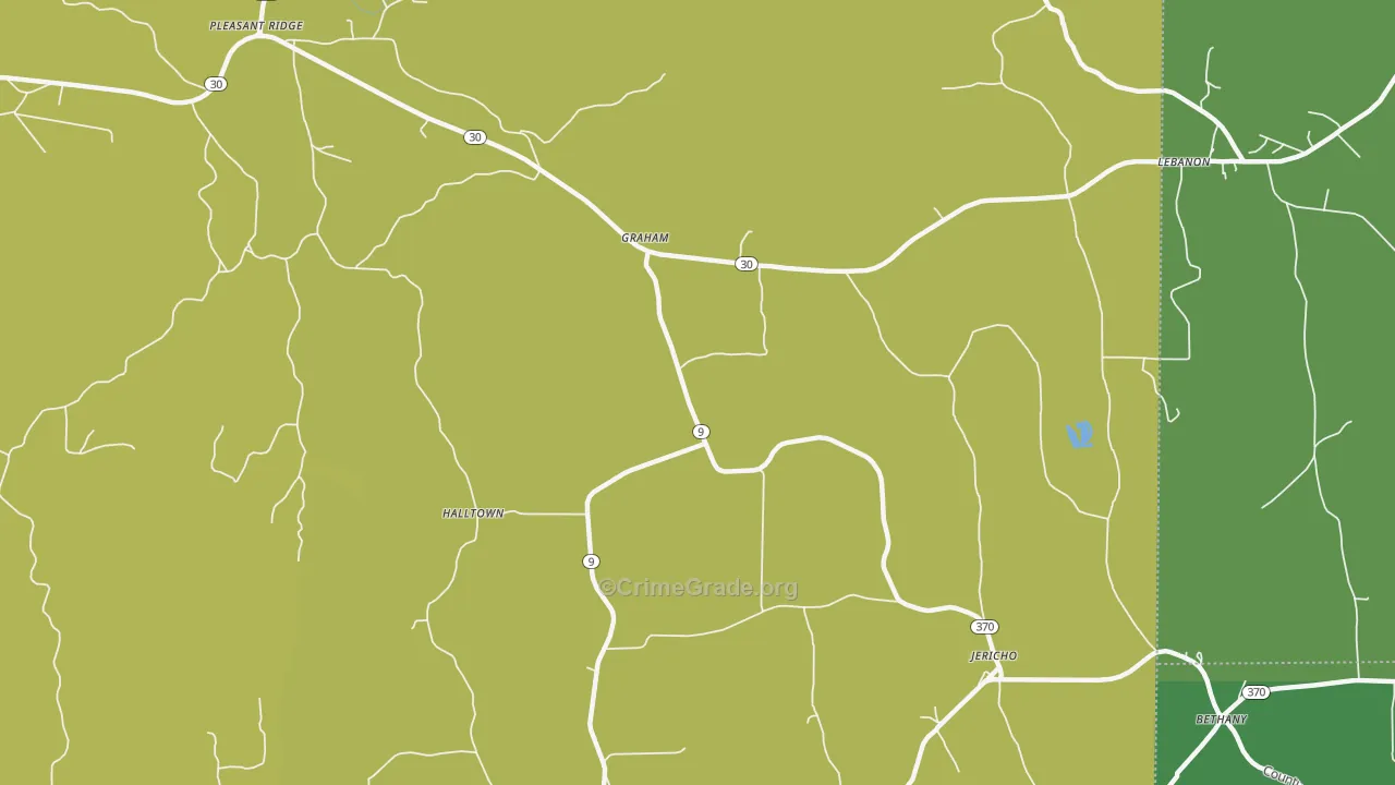 Graham, MS Map of Vehicle Theft Rates