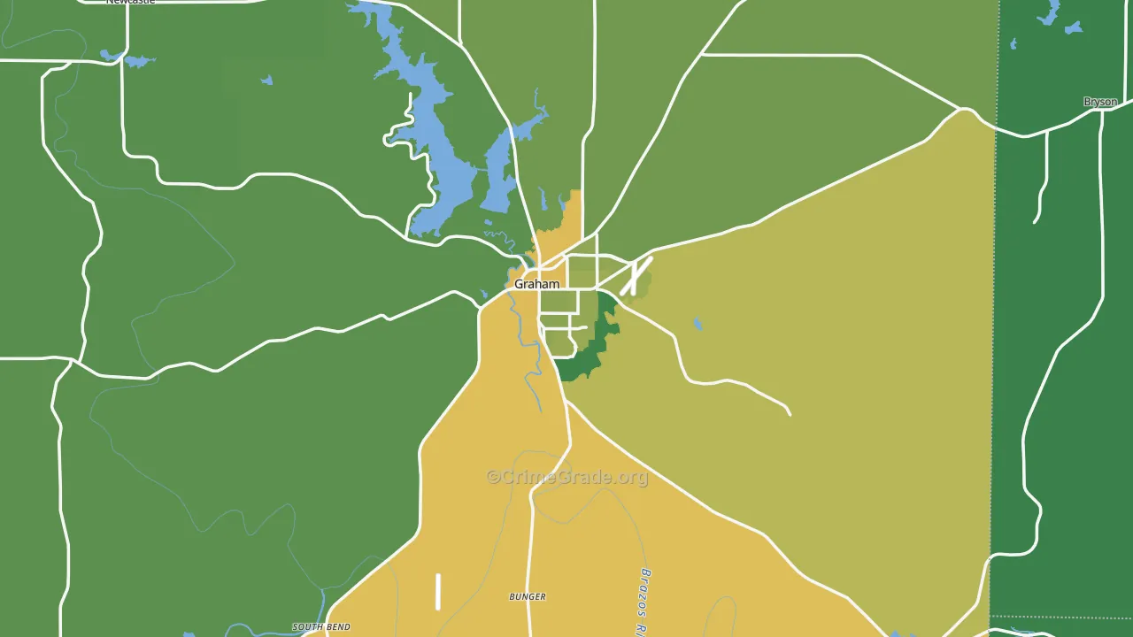 Graham, TX Map of Vehicle Theft Rates