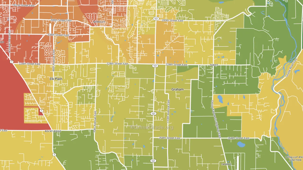 Graham, WA Map of Vehicle Theft Rates