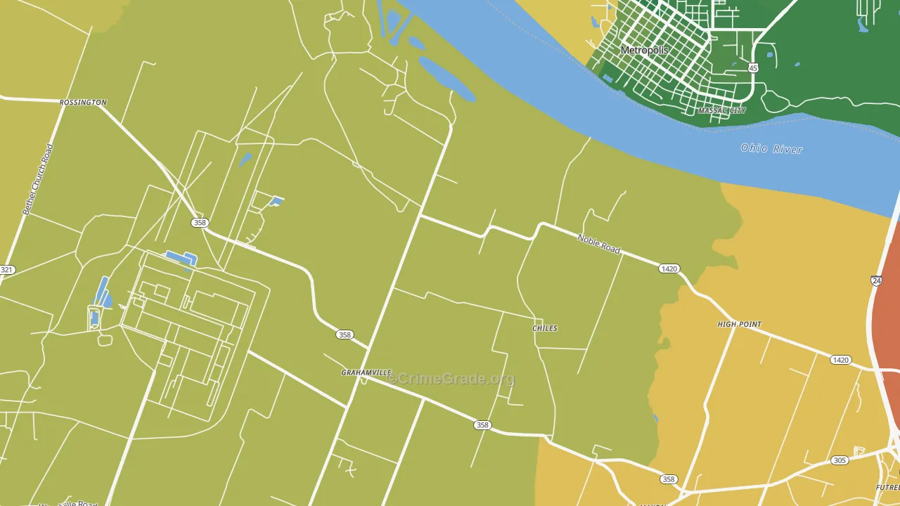 Grahamville, KY Map of Vehicle Theft Rates