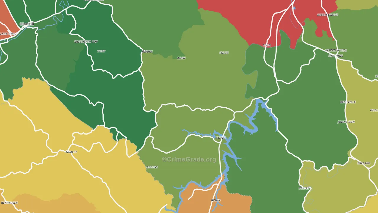 Grahn, KY Map of Vehicle Theft Rates