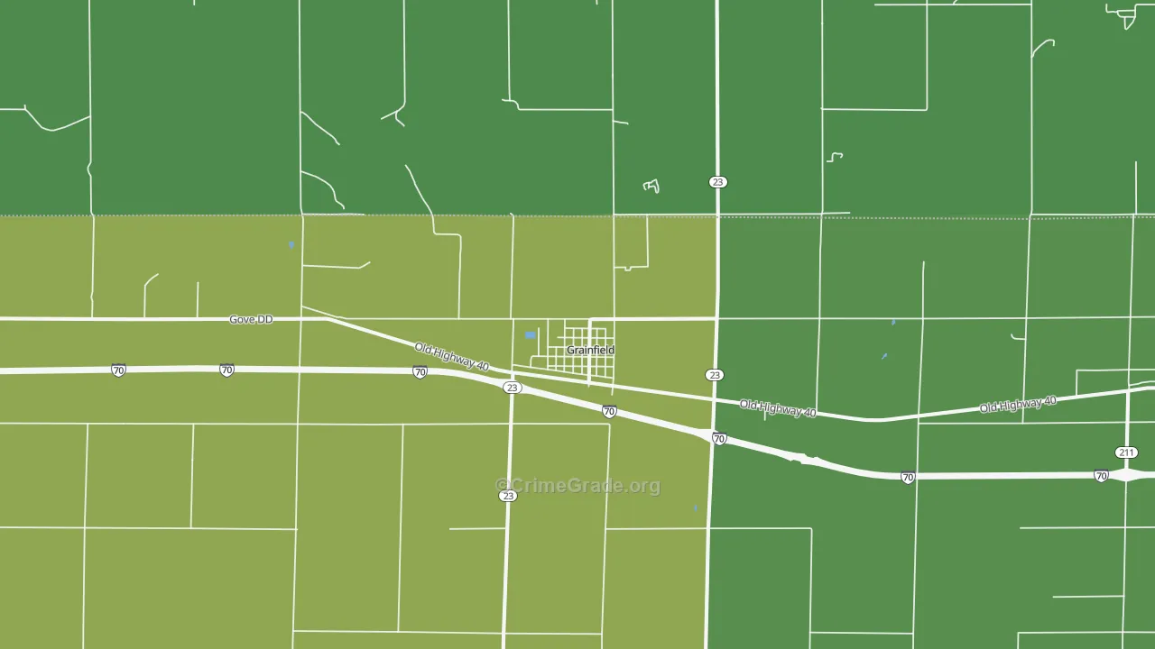 Grainfield, KS Map of Vehicle Theft Rates