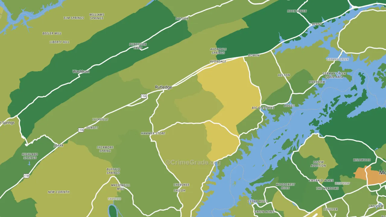 Grainger County, TN Map of Vehicle Theft Rates