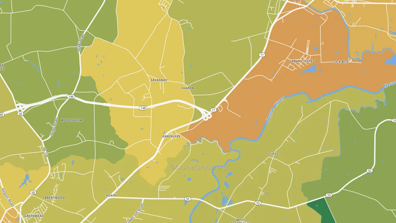 Graingers, NC Map of Vehicle Theft Rates
