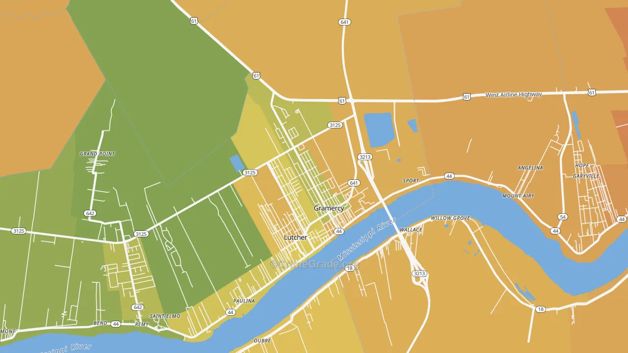 Gramercy, LA Map of Vehicle Theft Rates