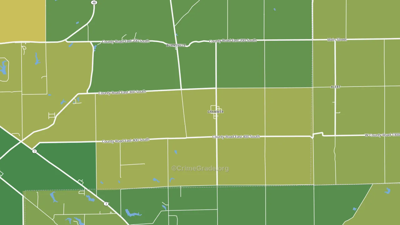 Grammer, IN Map of Vehicle Theft Rates