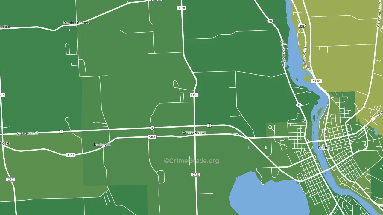Granby Center, NY Map of Vehicle Theft Rates