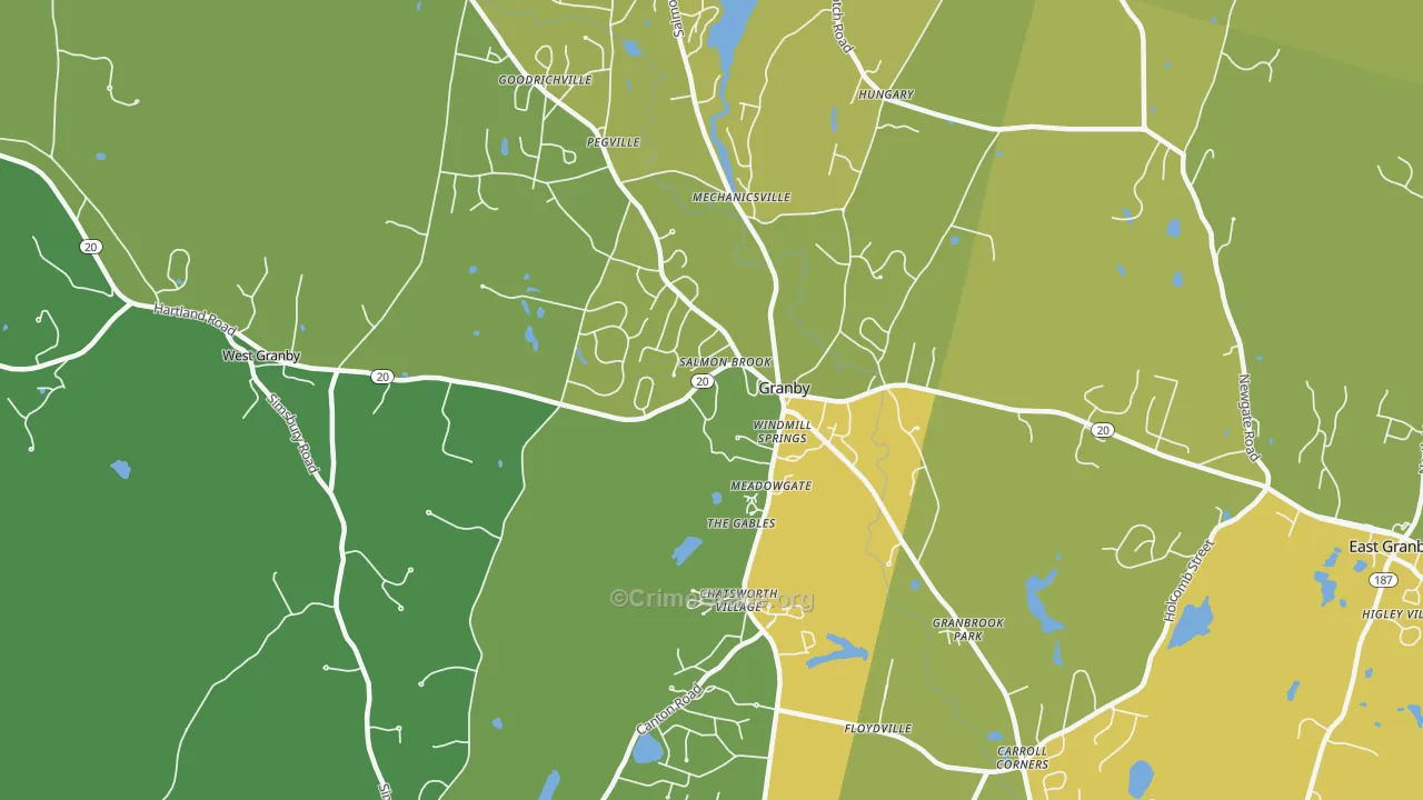 Granby, CT Map of Vehicle Theft Rates