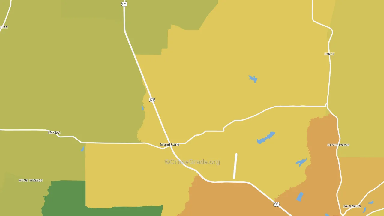 Grand Cane, LA Map of Vehicle Theft Rates