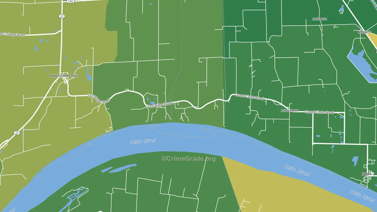 Grand Chain, IL Map of Vehicle Theft Rates