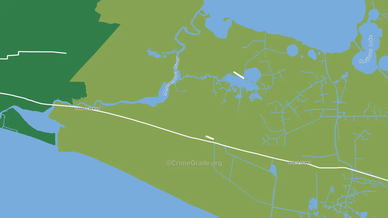 Grand Chenier, LA Map of Vehicle Theft Rates