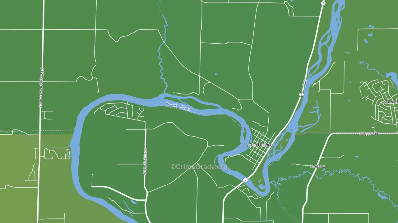 Grand Detour, IL Map of Vehicle Theft Rates