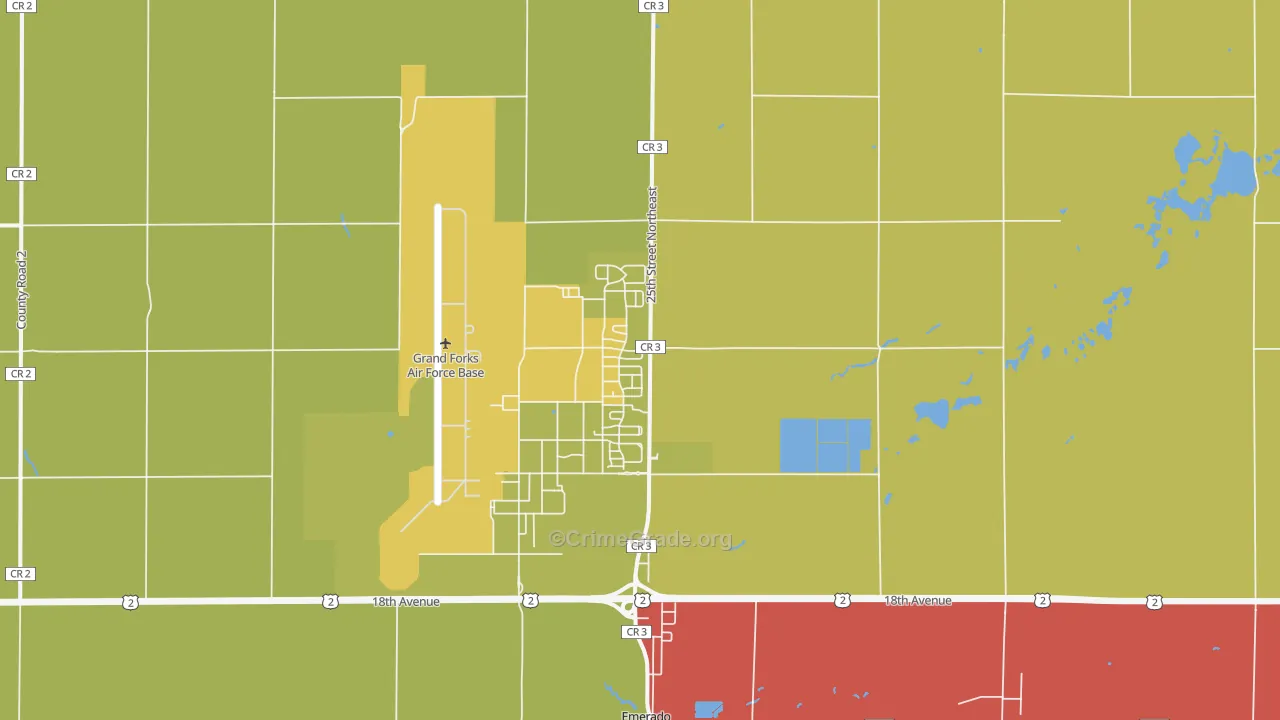 Grand Forks Afb, ND Map of Vehicle Theft Rates