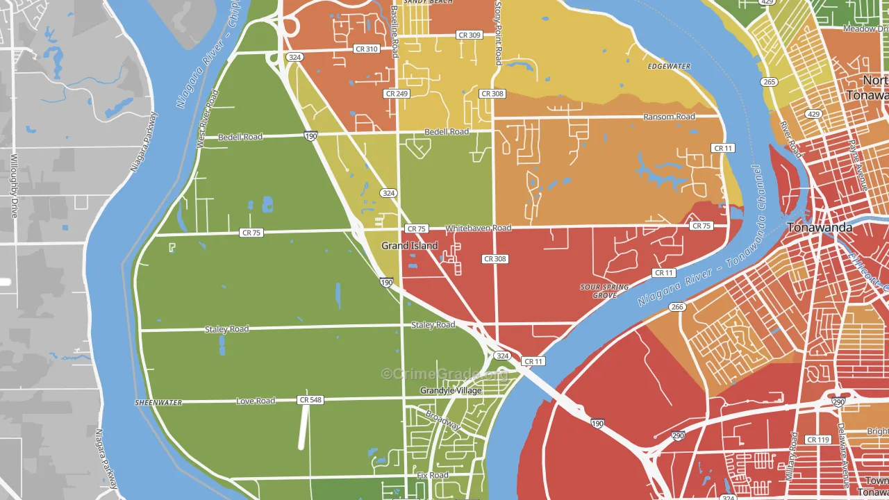 Grand Island, NY Map of Vehicle Theft Rates