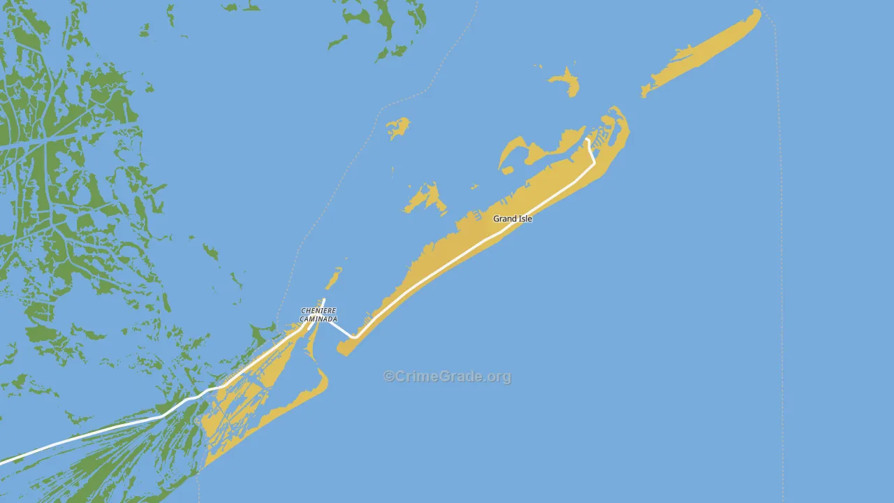 Grand Isle, LA Map of Vehicle Theft Rates