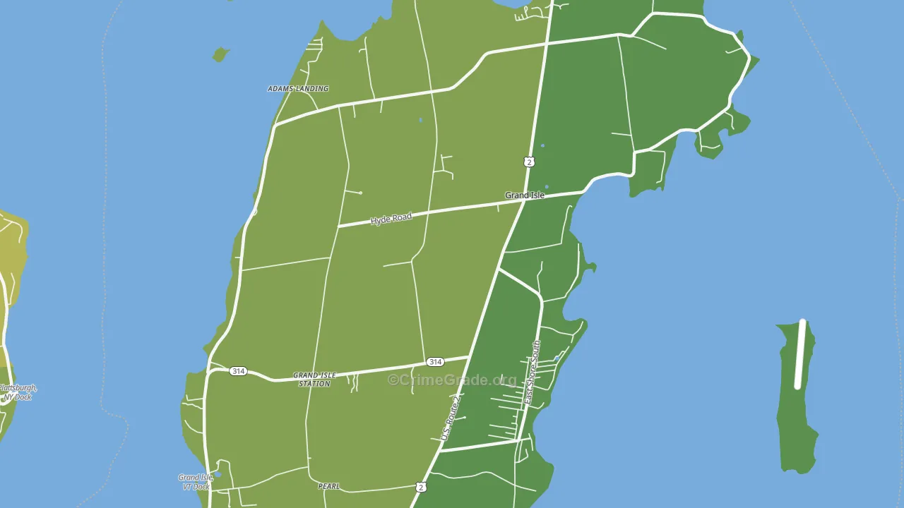 Grand Isle, VT Map of Vehicle Theft Rates