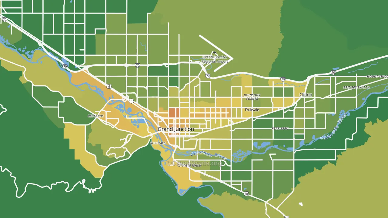 Grand Junction, CO Map of Vehicle Theft Rates