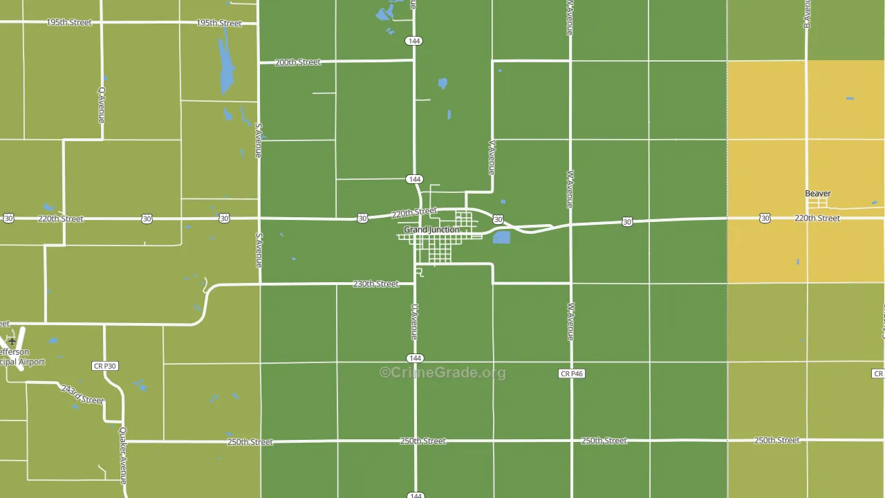 Grand Junction, IA Map of Vehicle Theft Rates