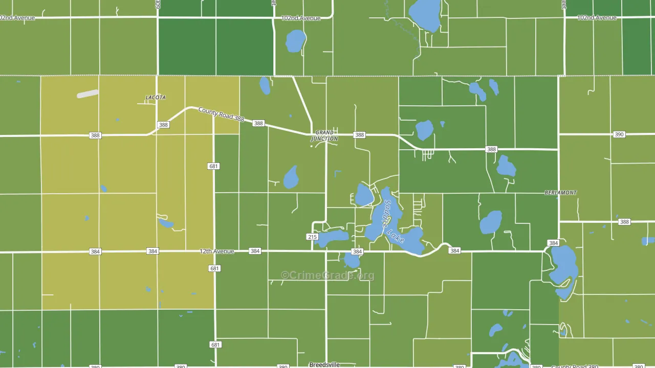 Grand Junction, MI Map of Vehicle Theft Rates