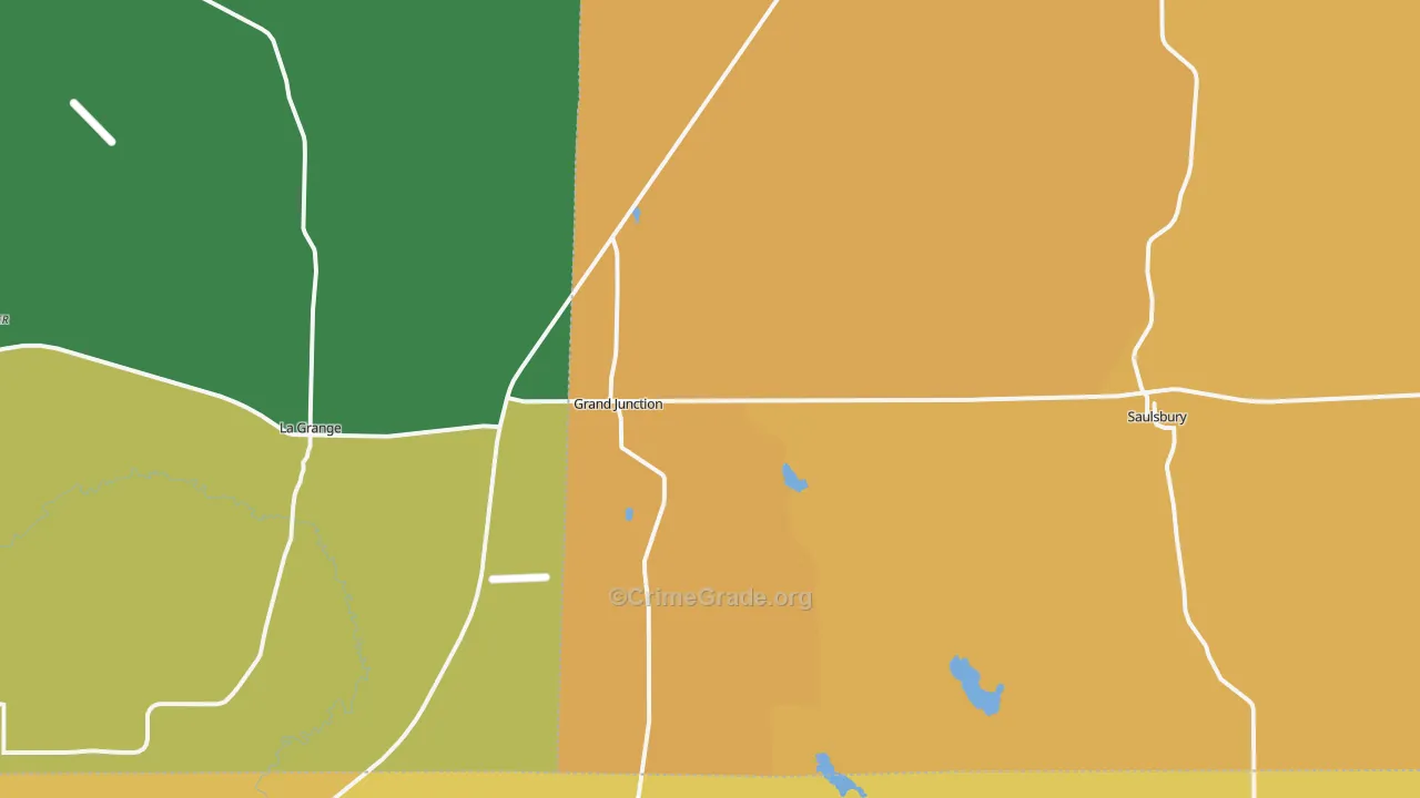 Grand Junction, TN Map of Vehicle Theft Rates
