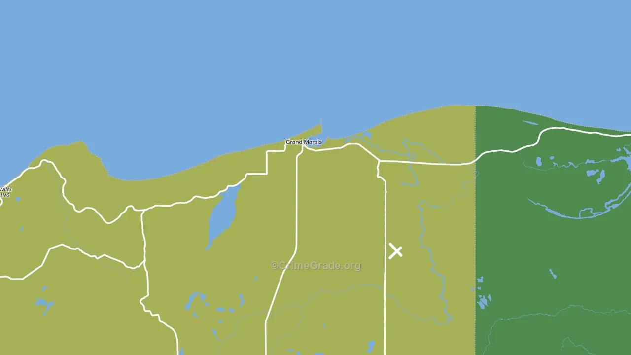 Grand Marais, MI Map of Vehicle Theft Rates