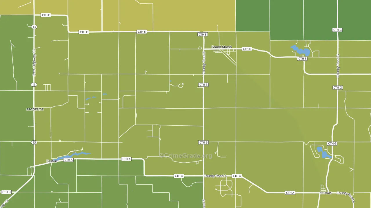 Grand Marsh, WI Map of Vehicle Theft Rates
