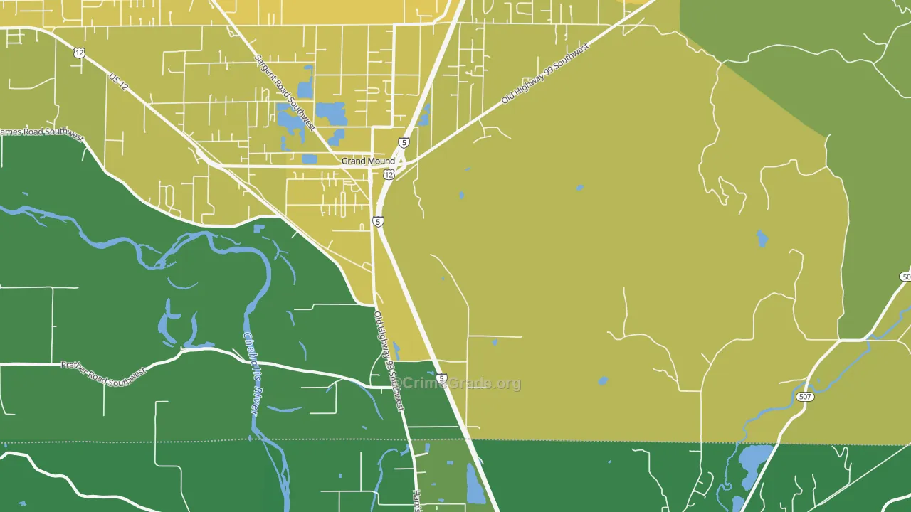 Grand Mound, WA Map of Vehicle Theft Rates