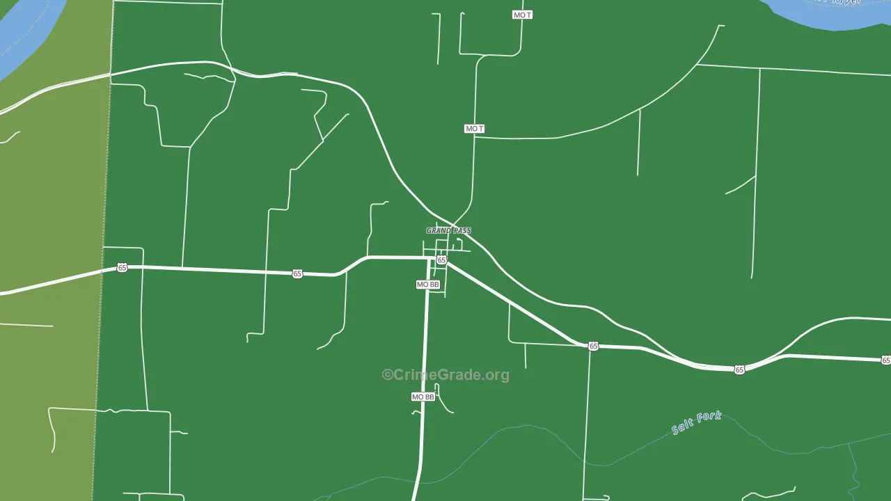 Grand Pass, MO Map of Vehicle Theft Rates