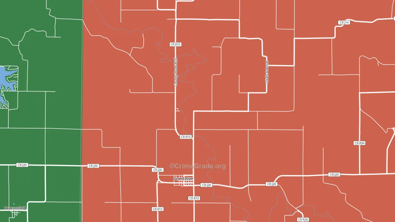 Grand River, IA Map of Vehicle Theft Rates