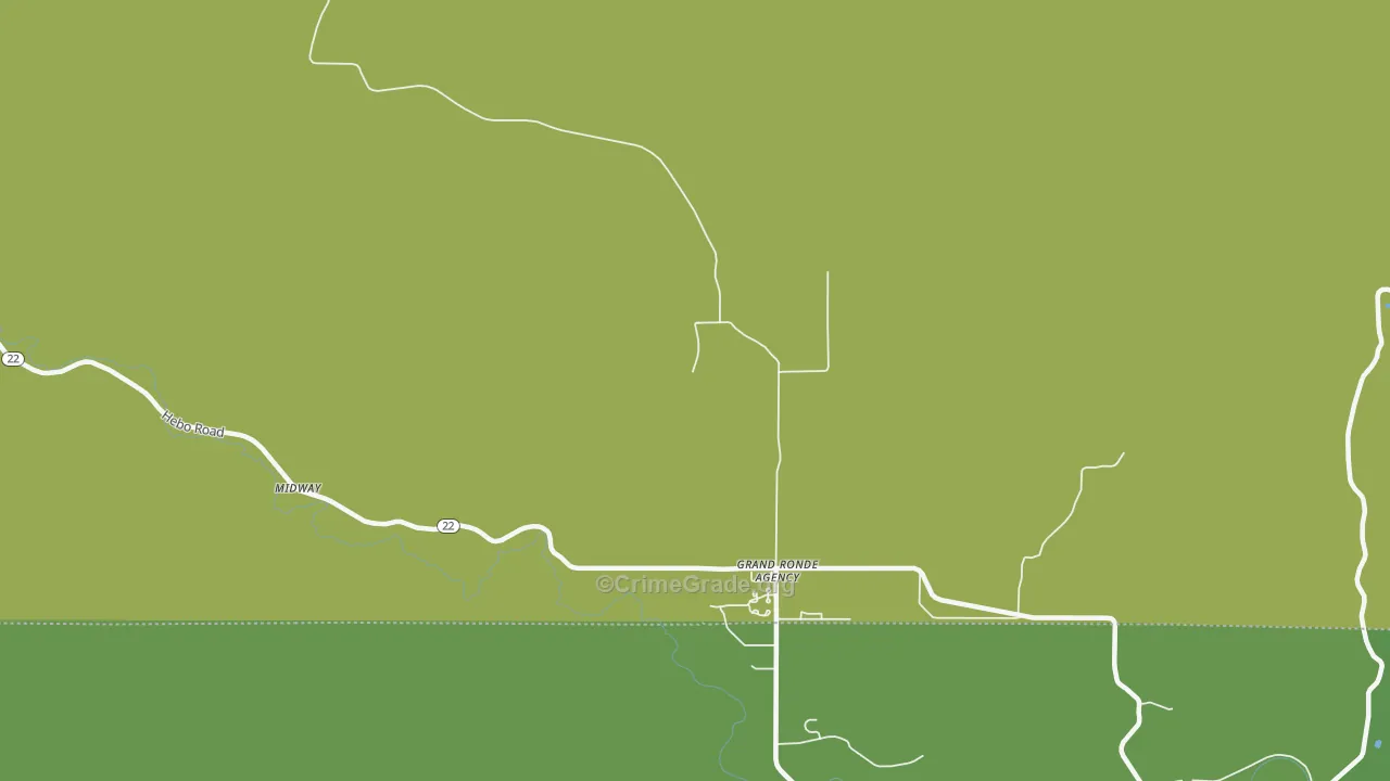 Grand Ronde Agency, OR Map of Vehicle Theft Rates
