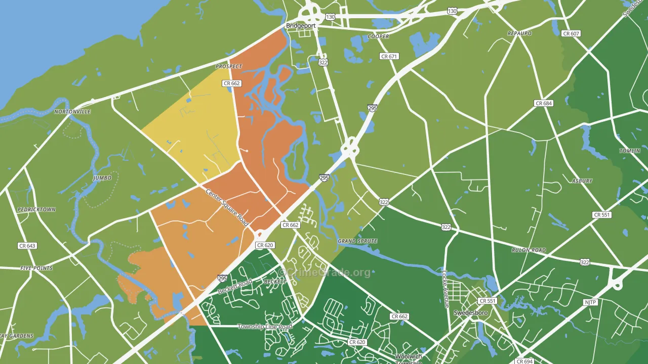 Grand Sprute, NJ Map of Vehicle Theft Rates