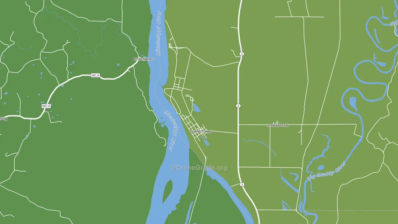 Grand Tower, IL Map of Vehicle Theft Rates