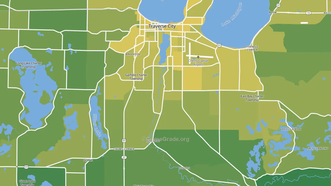 Grand Traverse County, MI Map of Vehicle Theft Rates