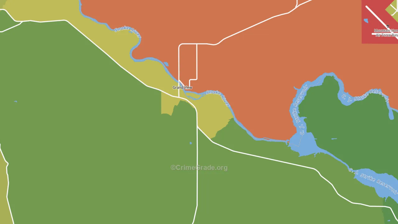 Grand View, ID Map of Vehicle Theft Rates