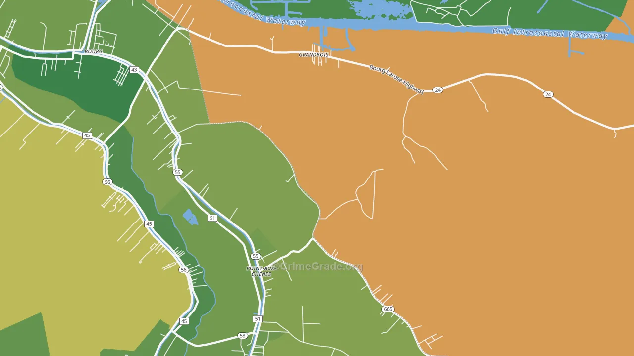 Grandbois, LA Map of Vehicle Theft Rates