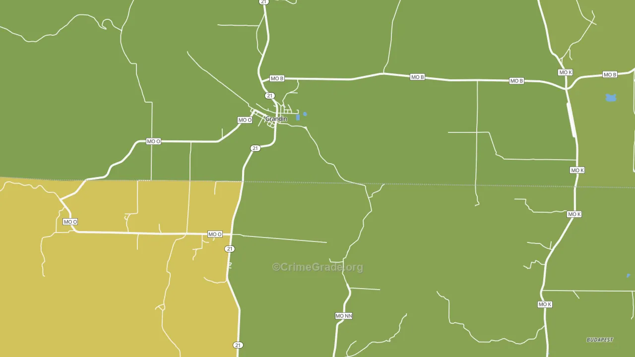 Grandin, MO Map of Vehicle Theft Rates