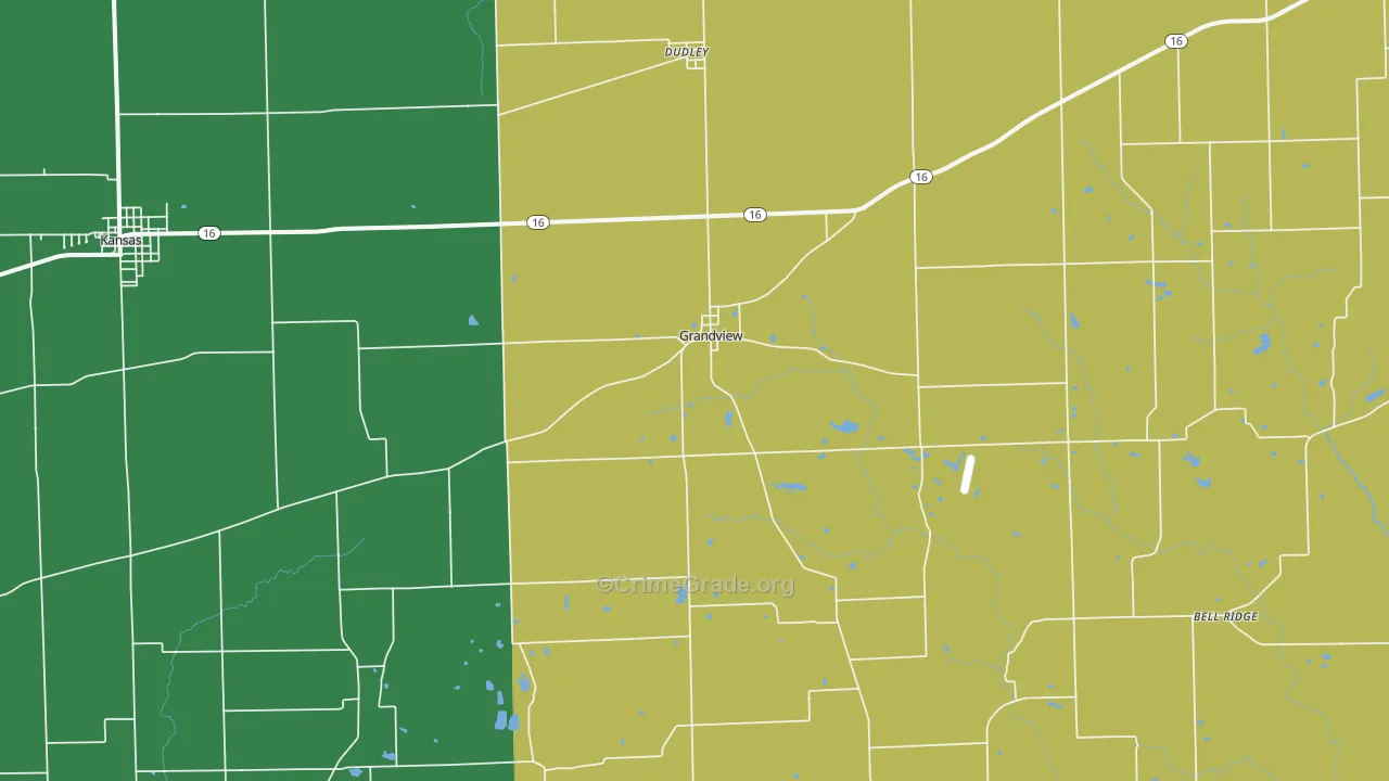 Grandview, IL Map of Vehicle Theft Rates