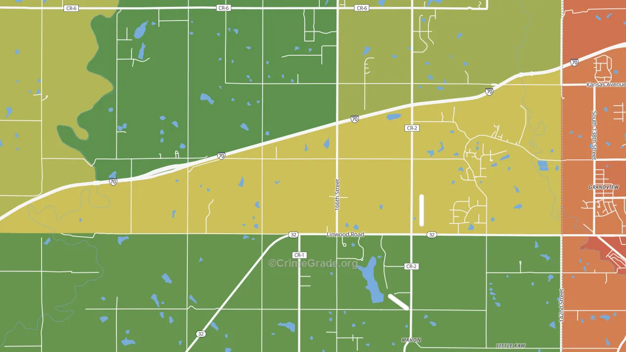 Grandview, KS Map of Vehicle Theft Rates