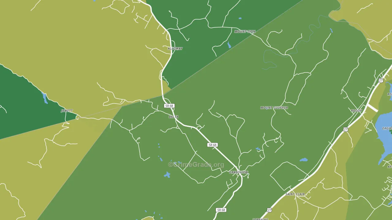 Grandview, TN Map of Vehicle Theft Rates