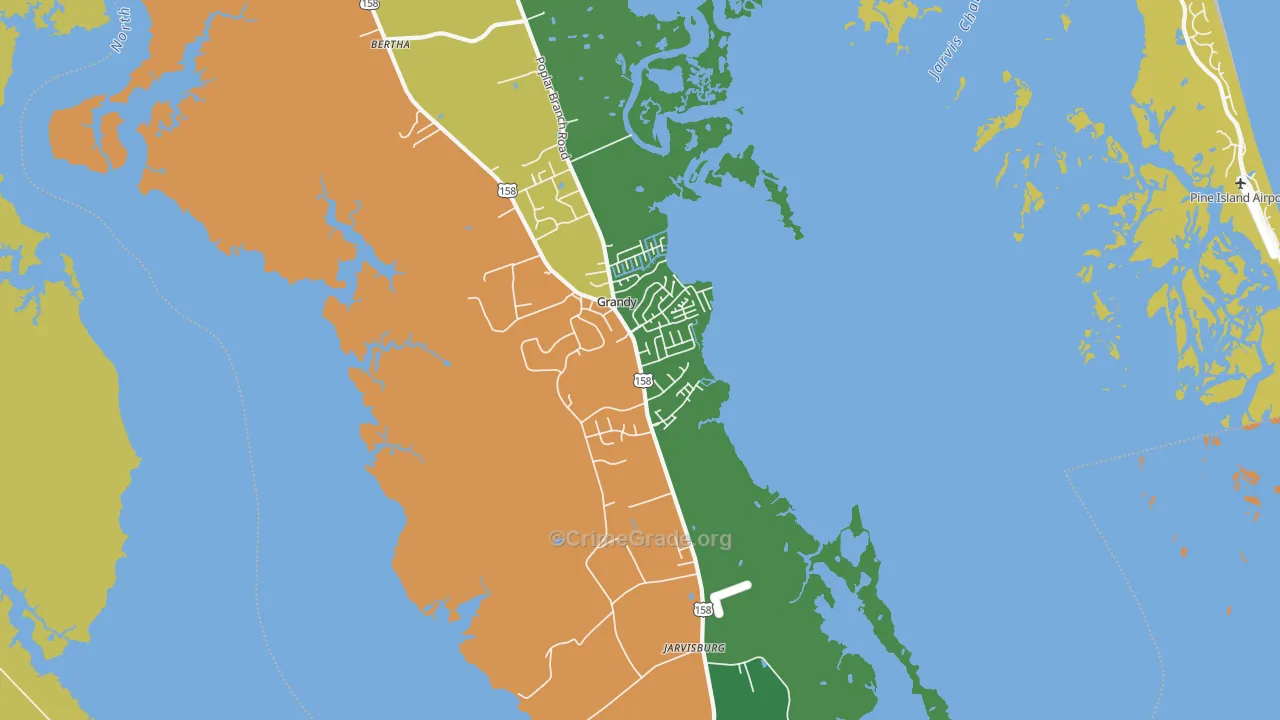 Grandy, NC Map of Vehicle Theft Rates