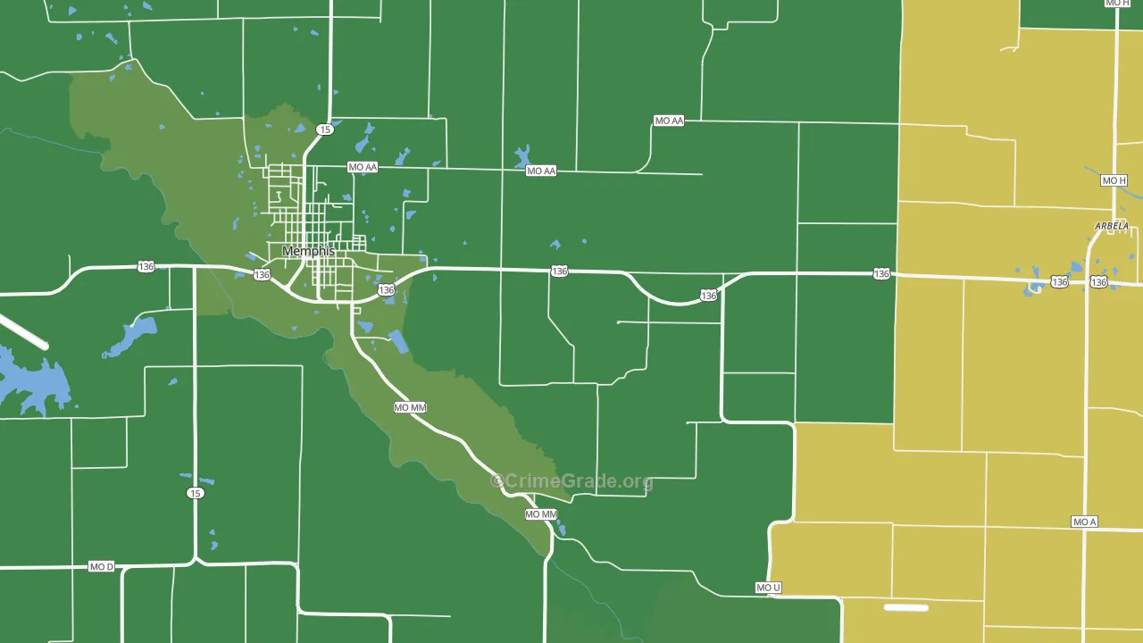 Granger, MO Map of Vehicle Theft Rates
