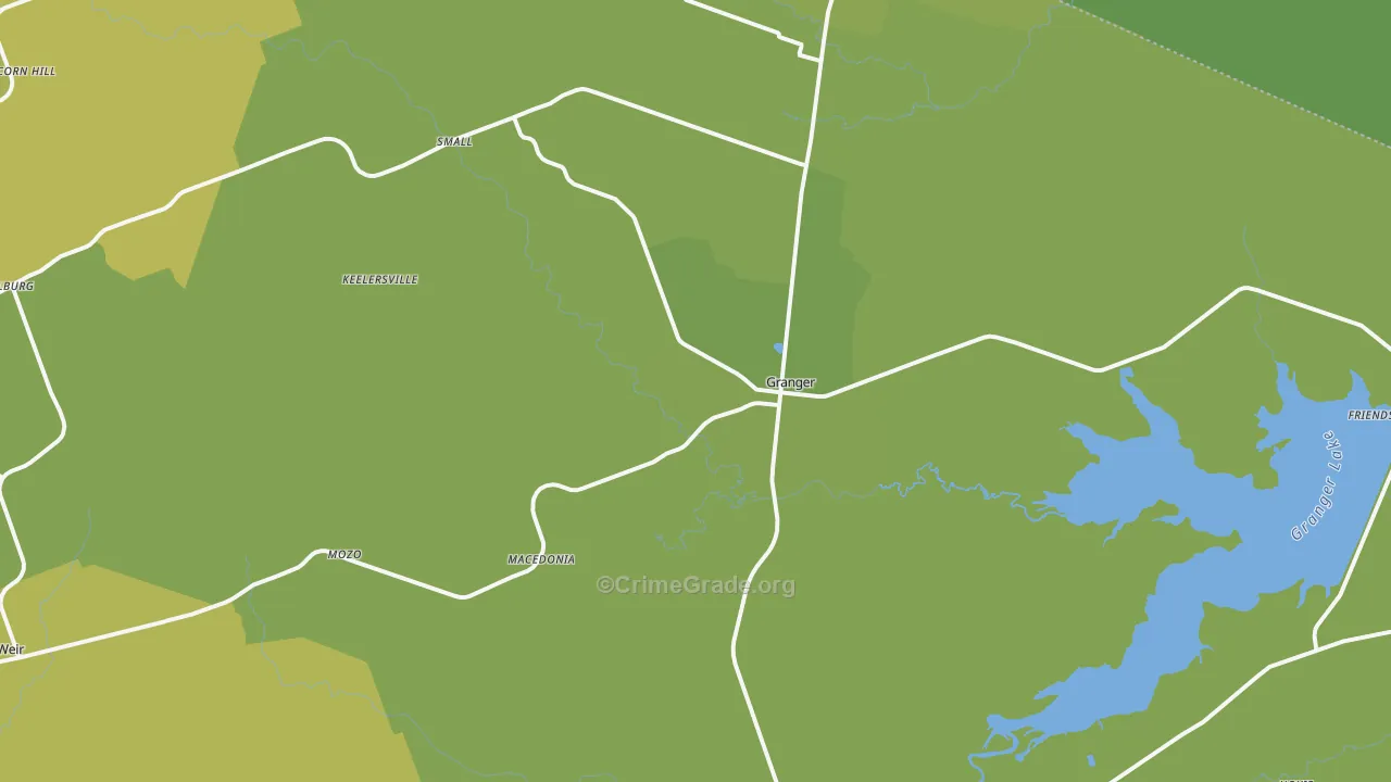 Granger, TX Map of Vehicle Theft Rates