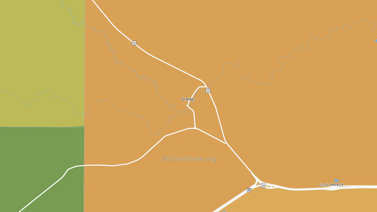 Granger, WY Map of Vehicle Theft Rates