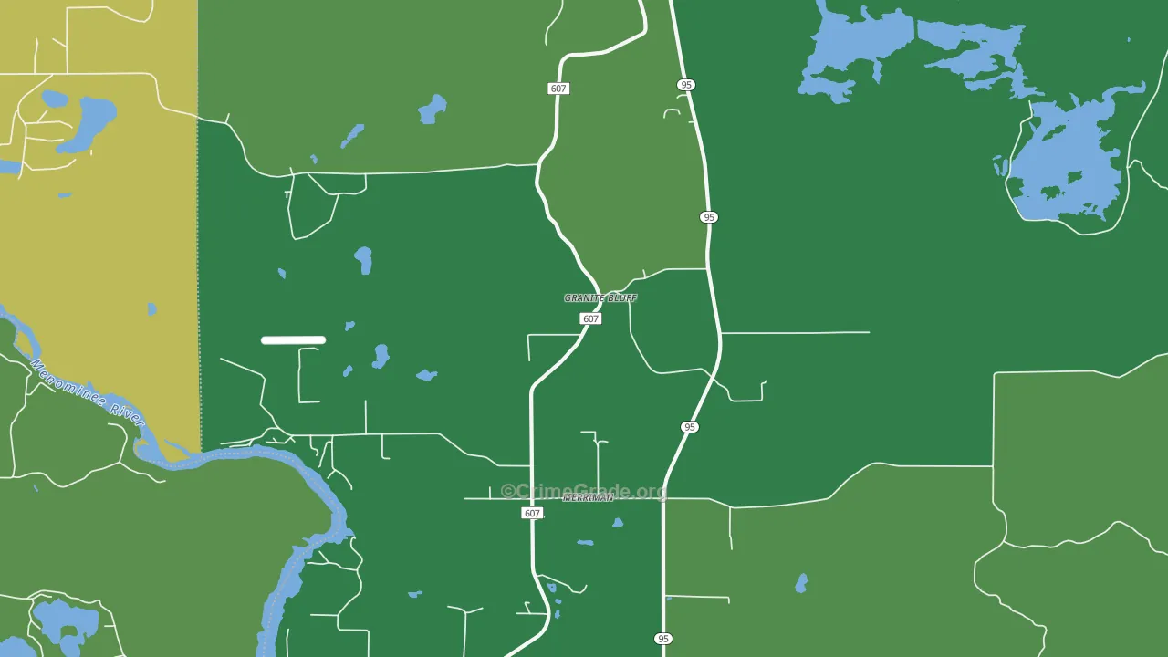 Granite Bluff, MI Map of Vehicle Theft Rates