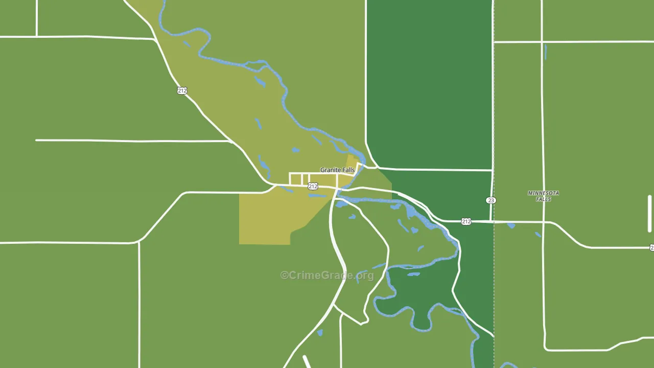 Granite Falls, MN Map of Vehicle Theft Rates