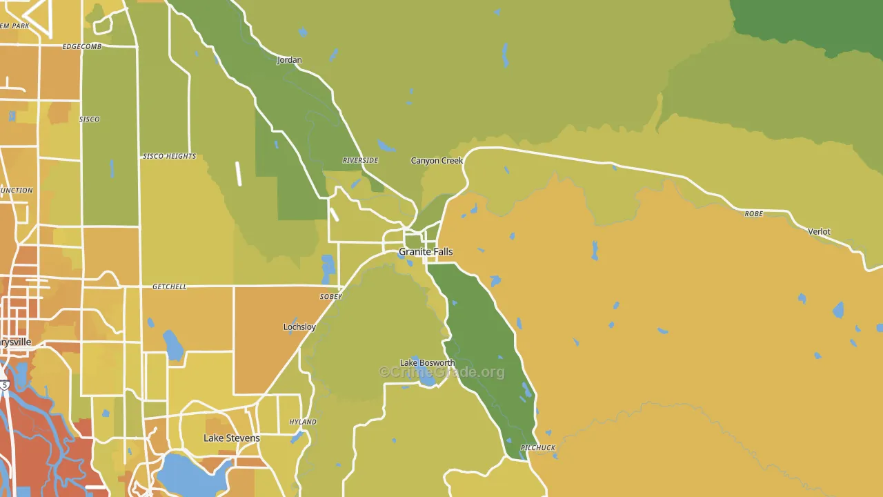 Granite Falls, WA Map of Vehicle Theft Rates