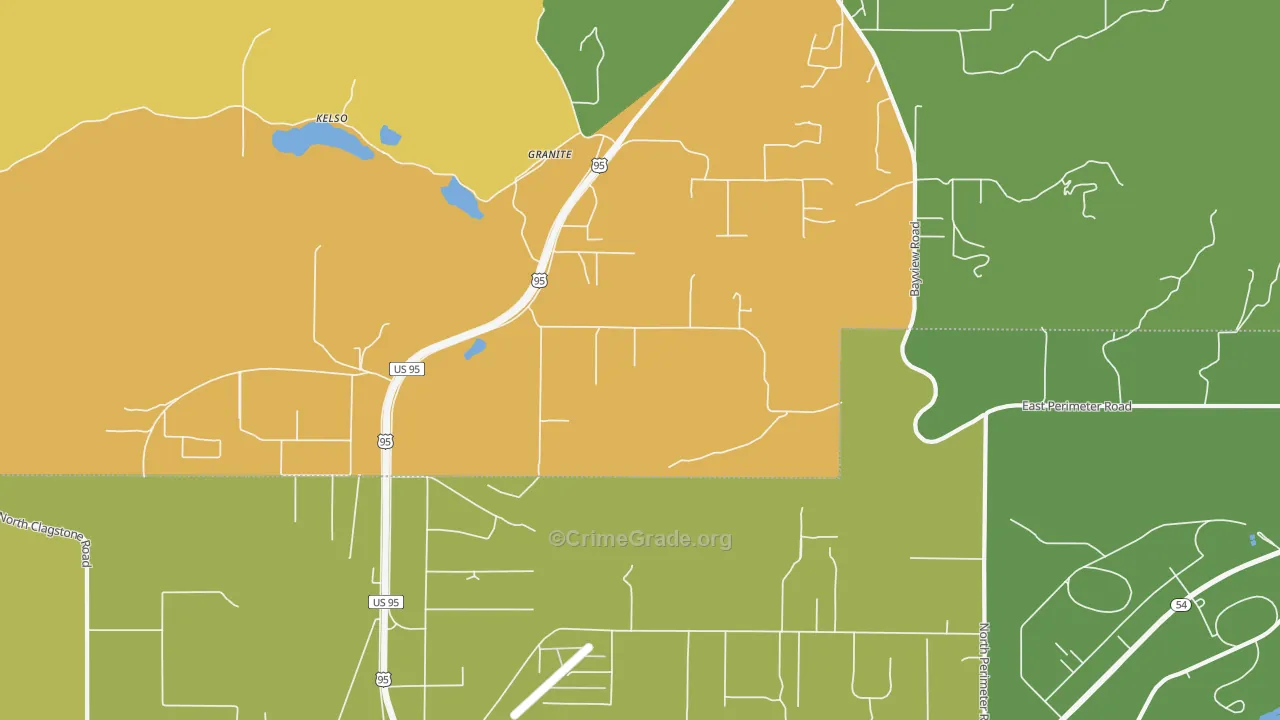 Granite, ID Map of Vehicle Theft Rates
