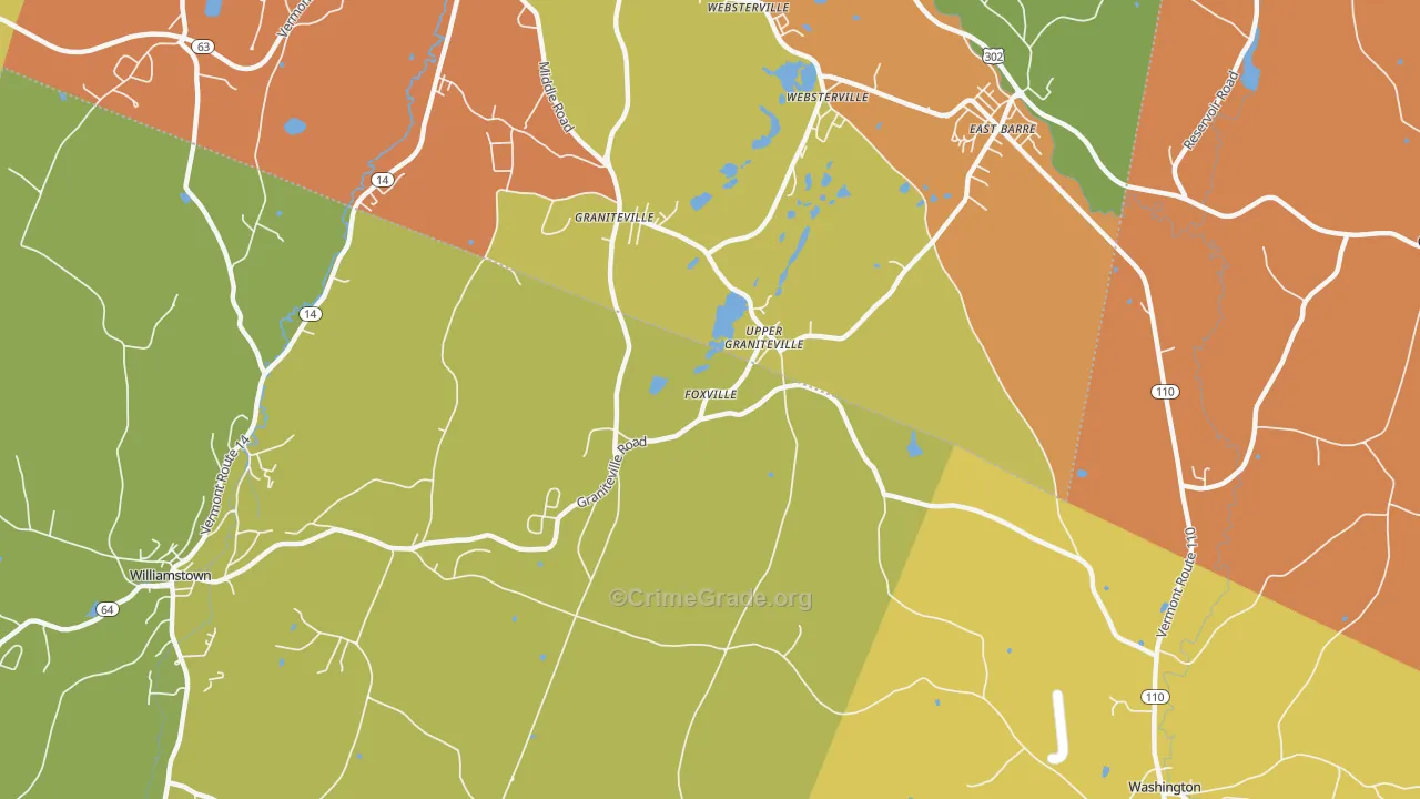 Graniteville, VT Map of Vehicle Theft Rates