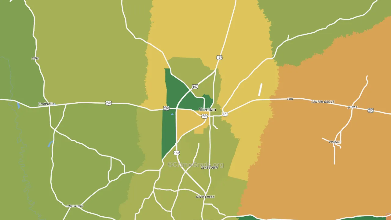 Grant County, AR Map of Vehicle Theft Rates